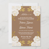 Ivoorkleurig Floral Goud Beige Moslim bruiloft Kaart (Voorkant)
