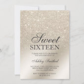 ivoorkleurig glitter ombre metallic chic Sweet 16 Kaart (Voorkant)