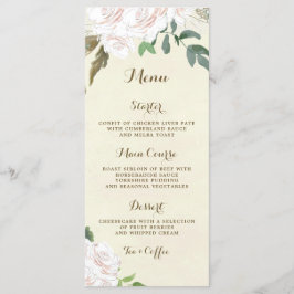 Ivoorkleurige bloemen elegante bruiloft menu kaart