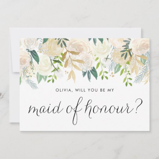 Ivoorkleurige bloemenkrans: word jij mijn bruidsme (Voorkant)