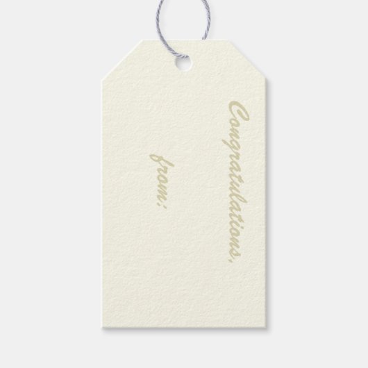 Ivoorkleurige Felicitaties Gift Label Cadeaulabel (Voorkant)