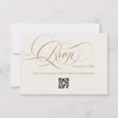 Ivoorkleurige minimaal elegante kalligrafie bruilo RSVP kaartje (Voorkant)