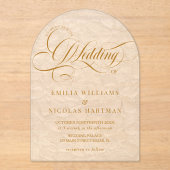 Ivoorkleurige romantische kalligrafie bruiloft acryl uitnodigingen (Voorkant)