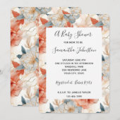 Ivoorkoraalblauw Baby shower Kaart (Voorkant / Achterkant)