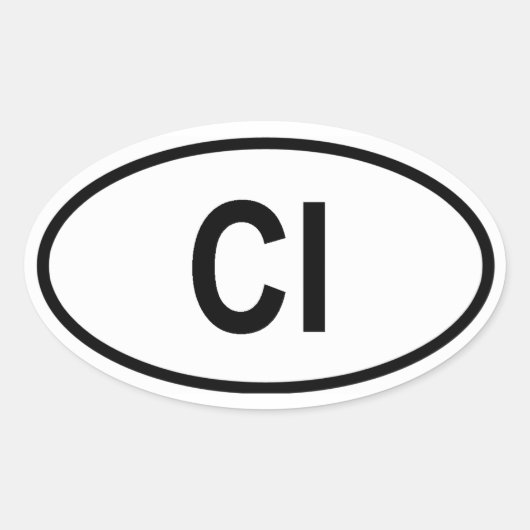 Ivoorkust "CI" Ovale Sticker (Voorkant)