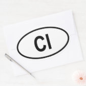 Ivoorkust "CI" Ovale Sticker (Envelop)