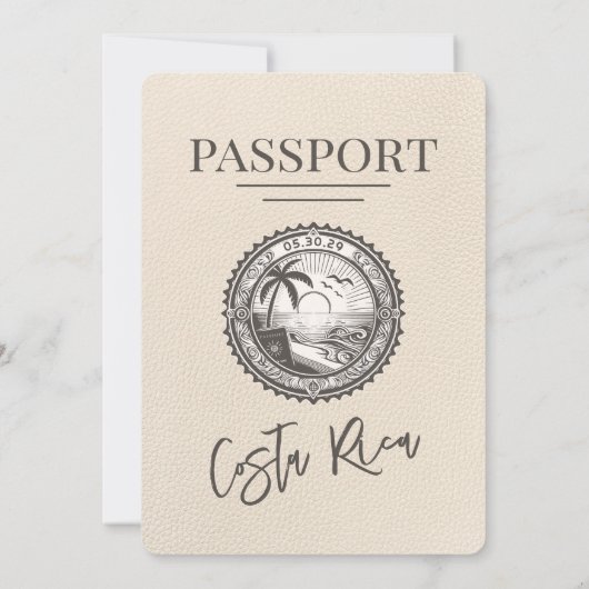Ivoorkust Costa Rica Paspoort Huwelijksuitnodiging Kaart (Achterkant)