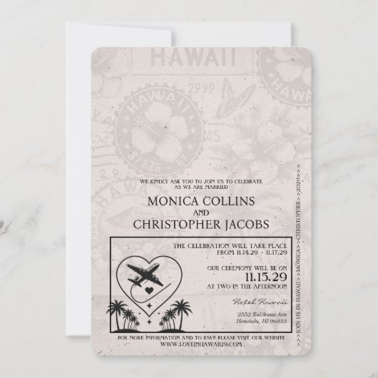 Ivoorkust Hawaii Passport Uitnodiging (Voorkant)