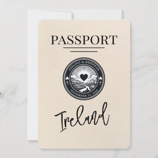 Ivoorkust Ierland Paspoort bruiloft uitnodiging (Achterkant)