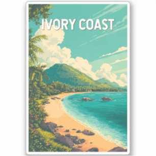 Ivoorkust Illustratie Reis Kunst Vintage Sticker