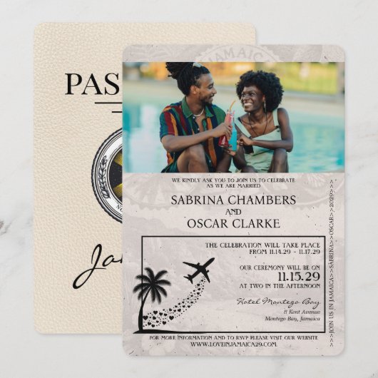 Ivoorkust Jamaica Passport Uitnodiging (Voorkant / Achterkant)