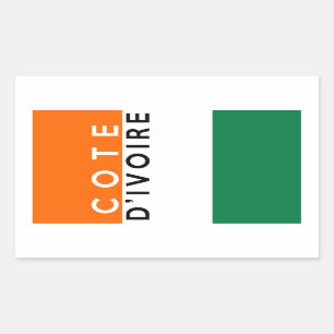 Ivoorkust Land Vlag Symbool Naam Tekst Rechthoekige Sticker