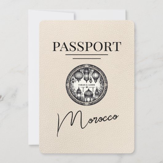 Ivoorkust Marokko Paspoort Huwelijksuitnodiging Kaart (Achterkant)