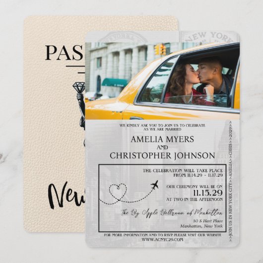 Ivoorkust New York Passport Wedding Kaart (Voorkant / Achterkant)