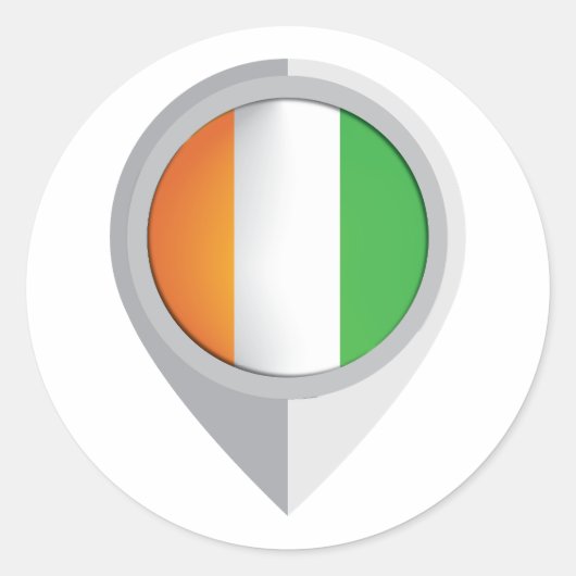 Ivoorkust Pin Locatie Vlag Ronde Sticker (Voorkant)