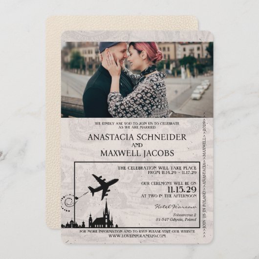 Ivoorkust Polen Paspoort Huwelijksuitnodiging Kaart (Voorkant / Achterkant)