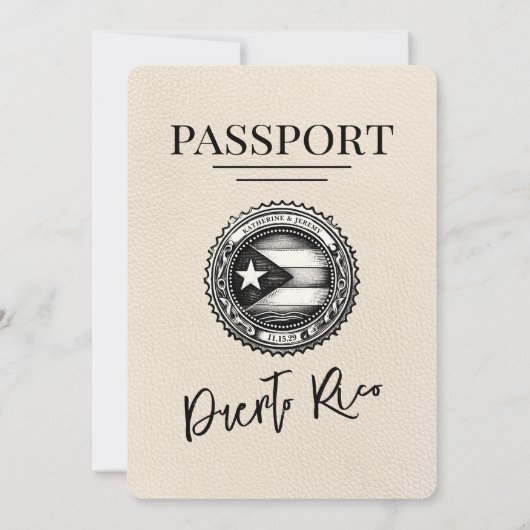 Ivoorkust Puerto Rico Passport Wedding Kaart (Achterkant)
