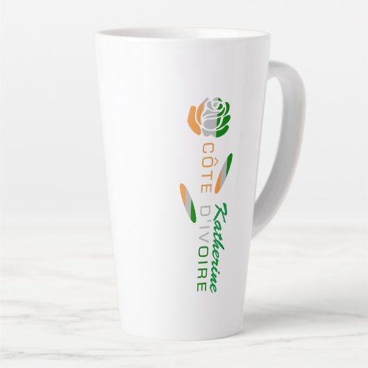 Ivoorkust Roos Vlag gepersonaliseerd groot Latte Mok (Rechterhoek)
