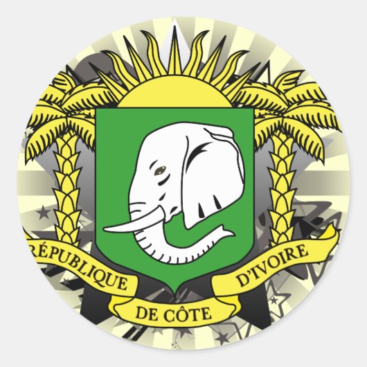 Ivoorkust ster ronde sticker (Voorkant)