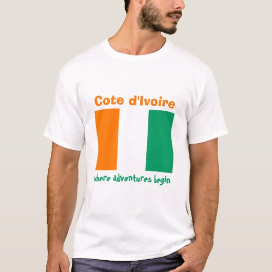 Ivoorkust Vlag + Kaart + Tekst T-shirt (Voorkant)