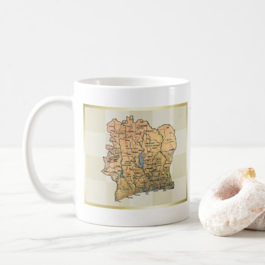 Ivoorkust Vlag + Landkaart Mok (Met donut)