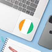 Ivoorkust Vlag Ronde Sticker (Laptop met iPhone)