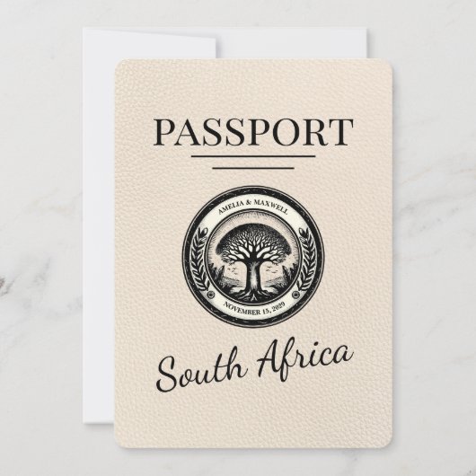 Ivoorkust Zuid-Afrika Paspoort bruiloft uitnodigin Kaart (Achterkant)