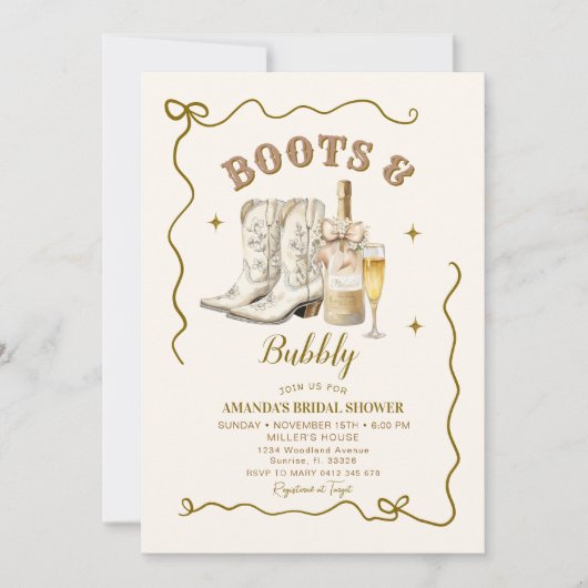 Ivoorlaarzen & Bubbly Vrijgezellenfeest Kaart (Voorkant)