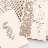 Ivoorlibel Belle Epoque Art Nouveau Bruiloft Kaart