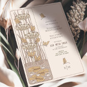 Ivoorlibel Belle Epoque Art Nouveau Bruiloft Kaart