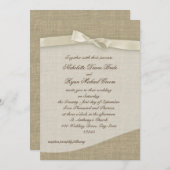 Ivoorlint en Burlap bruiloft Kaart (Voorkant / Achterkant)