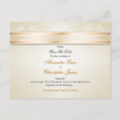Ivoorlint gouden strepen bruiloft Save the Date Aankondigingskaart (Achterkant)