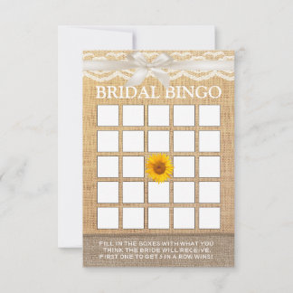 Ivoorlint Zonnebloem Jute Bruiloftsborrel Bingo