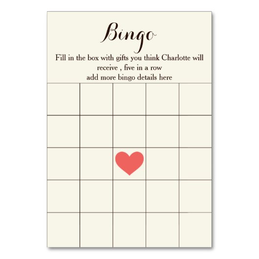 ivoormunt koraal floral vrijgezellenfeest bingo ca kaart (Achterkant)