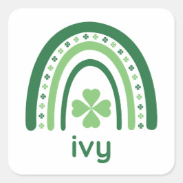 ivoornaam Clover Boho Rainbow Vierkante Sticker