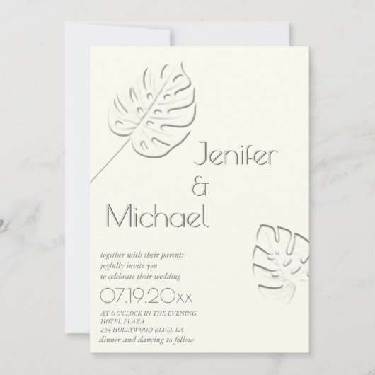 Ivoorneutraal reliëf tropisch blad alles in één kaart (Voorkant)