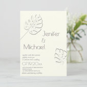 Ivoorneutraal reliëf tropisch blad alles in één kaart (Staand voorkant)