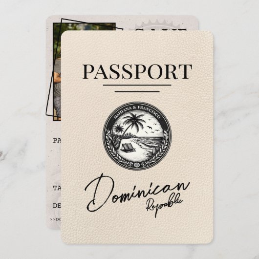 Ivoorpaspoort Dominicaanse Republiek Bewaar de dat Save The Date (Voorkant / Achterkant)