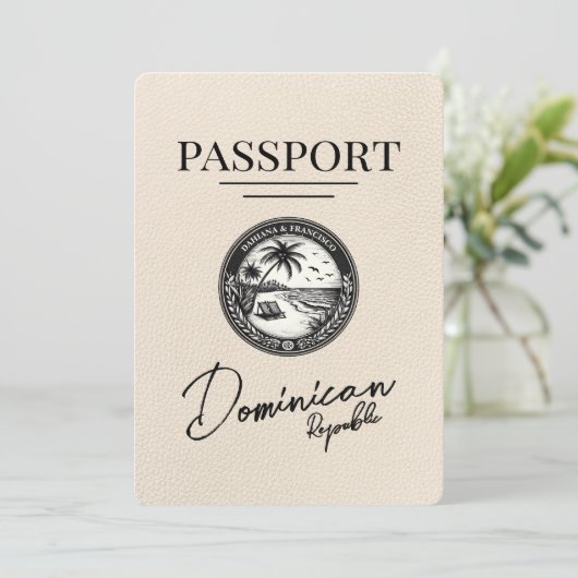 Ivoorpaspoort Dominicaanse Republiek Bewaar de dat Save The Date (Staand voorkant)