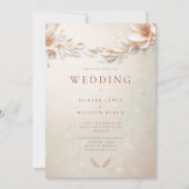 Ivoorperzik bloemen bruiloft kaart (Voorkant)