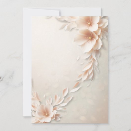Ivoorperzik bloemen bruiloft kaart (Achterkant)
