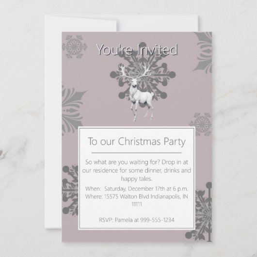 Ivoorrendier kerstfeest | Roze Kaart (Achterkant)