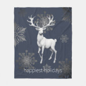 Ivoorrendier Kerstmis | Blauw Fleece Deken (Voorkant)