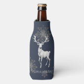 Ivoorrendier Kerstmis | Blauw Flesjeskoeler (Fles Voorkant)