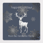 Ivoorrendier Kerstmis | Blauw gepersonaliseerd Labels (Design 1)