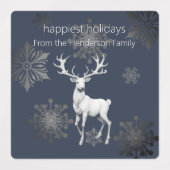 Ivoorrendier Kerstmis | Blauw gepersonaliseerd Labels (Design 2)