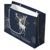 Ivoorrendier Kerstmis | Blauw Groot Cadeauzakje (Voorkant Gekanteld)