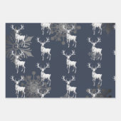 Ivoorrendier Kerstmis | Blauw Inpakpapier Vel (Voorkant 2)