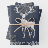 Ivoorrendier Kerstmis | Blauw Inpakpapier Vel (In situ)