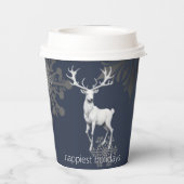 Ivoorrendier Kerstmis | Blauw Papieren Bekers (Achterkant)